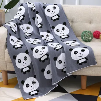 

All cotton knitted blanket baby blanket cartoon panda blanket office lunch blanket cart cover blanket 100*120cm