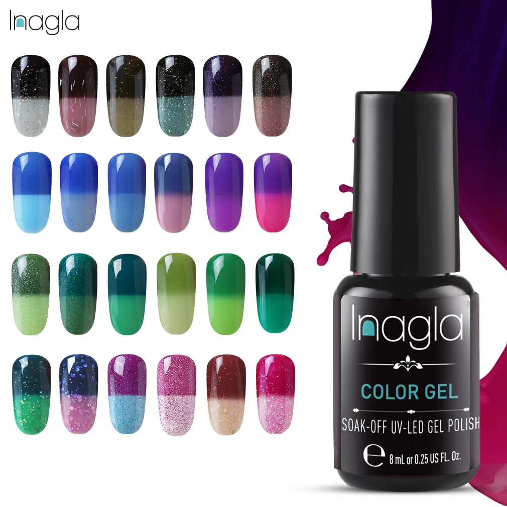 

Inagla Temperature ChangeGel Polish UV Vernis Semi Permanent Primer Top Coat 8ML Poly Gel Varnish Nail Art Manicure Gel Lak