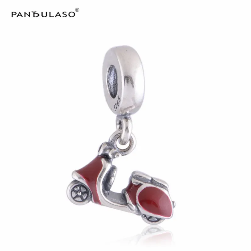 

Pandulaso Red Enamel Motorcycle Silver Beads for Jewelry Making Fit Original Charms Bracelets & Bangles Pendants DIY Jewelry