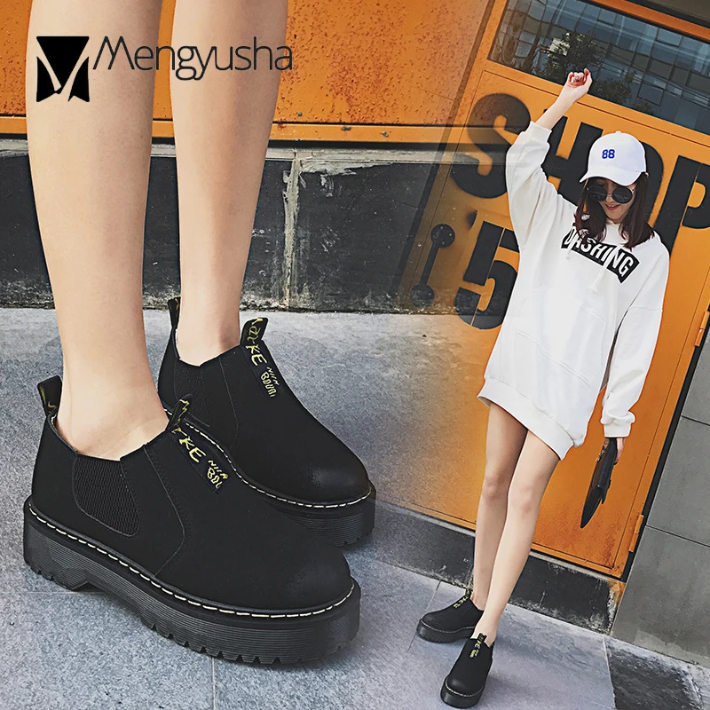 Filles Tout Chaussures En rose Ruban Simples Noir Glissement Nubuck Imprimer forme Plates La allumette Rétro Creepers Plate Sur Lettre Derbies Derby Cuir J1lKuc35TF