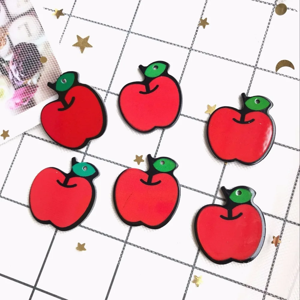 

10pcs Fashion resin Acrylic apple design Charms for DIY decoration neckalce earring key chain Jewelry Making