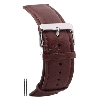 

Pelle 22mm Vegetable Tanning Leather Watch Bands Straps Replacements Coffee With Stainless Steel Buckle Watchband