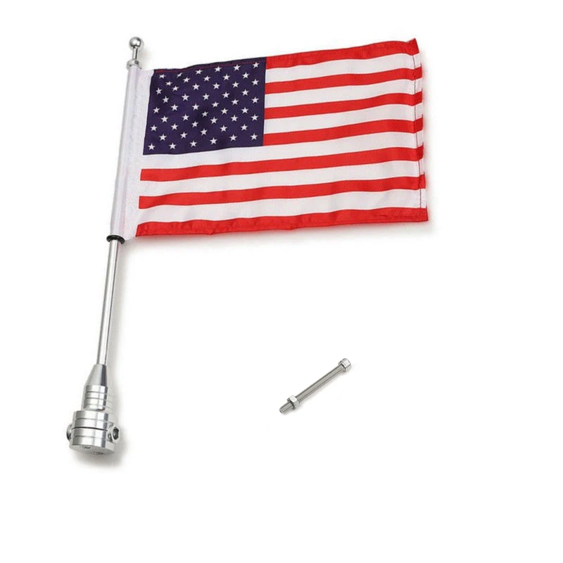 Chrome Motorcycle Motocross Luggage Rack Flag Pole America Mount Flag