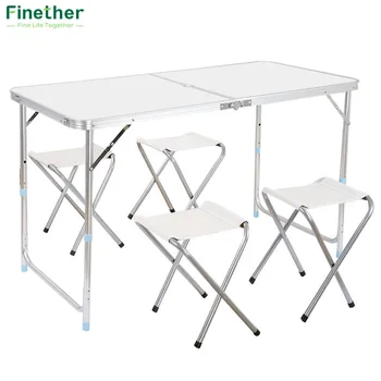 

Finether Portable Ultralight Height-Adjustable Aluminum Table Folding Outdoor Table Stool Set for Dining Picnic Camping BBQ