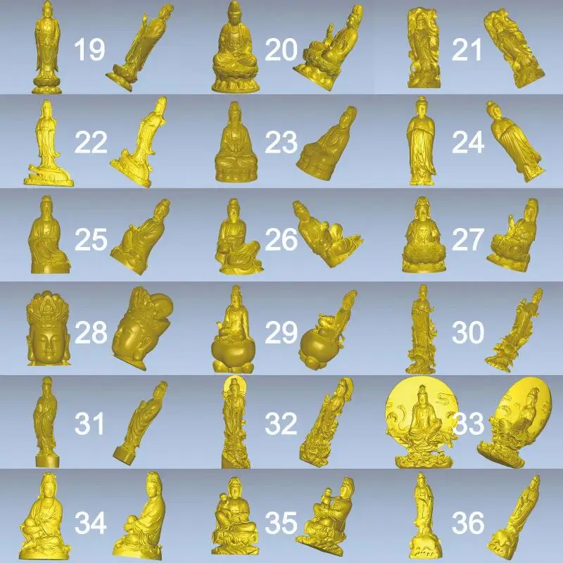 54pcs for choose The goddess Guanyin_Avalokitesvara 3D STL model for 4 axis carved figure cnc machine Router Engraver ArtCam