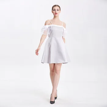 

2019 Mini Dress Sexy ElegantBackless Short Feathers Slash Neck Women Spaghetti Strap Night Club Body con Party Dresses Wholesale