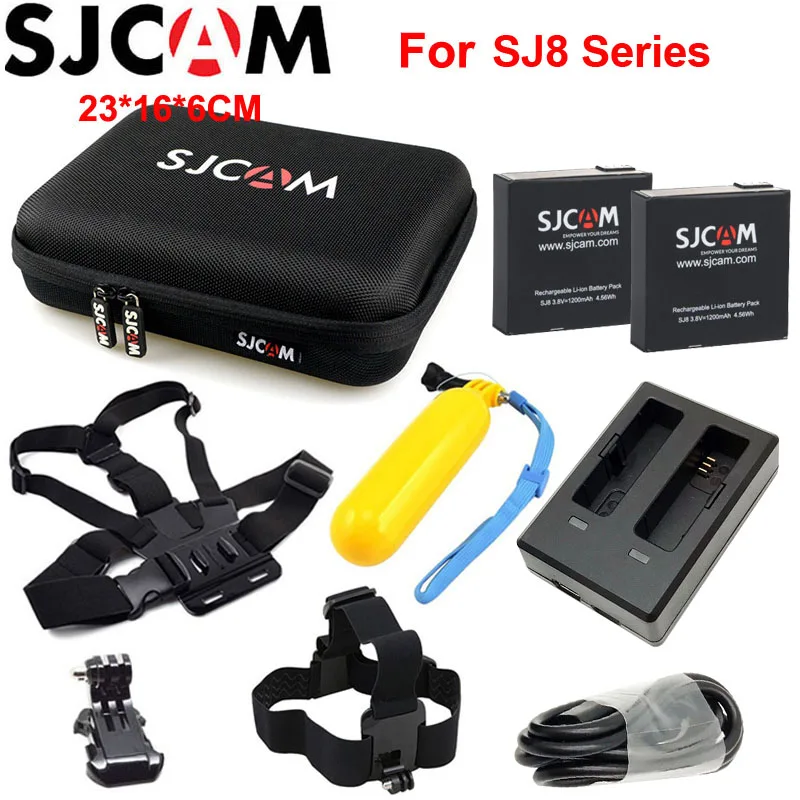 2 шт. аккумулятор SJCAM+ 1 шт. двойное зарядное устройство для SJ6 Legend+ 1 шт. большая сумка для хранения для SJ7 Star SJ8 серия перезаряжаемая литий-ионная батарея - Цвет: Set 2 For SJ8 Series