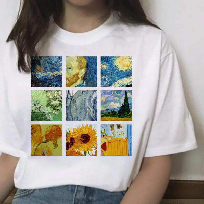 Ван Гог новая футболка женская футболка Топ забавная футболка в стиле Харадзюку ulzzang корейский стиль эстетическое искусство повседневная женская одежда - Цвет: 5798