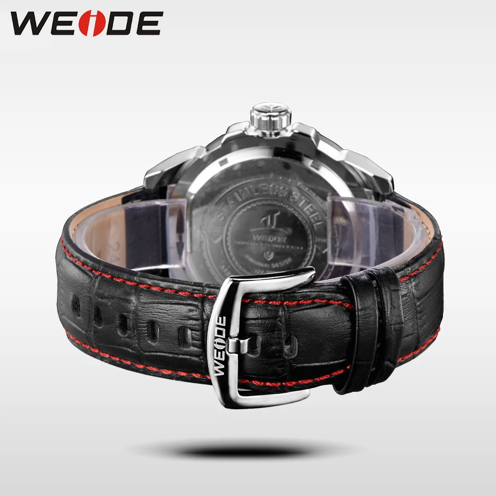 Бренд класса люкс WEIDE кожаные кварцевые спортивные наручные часы повседневные