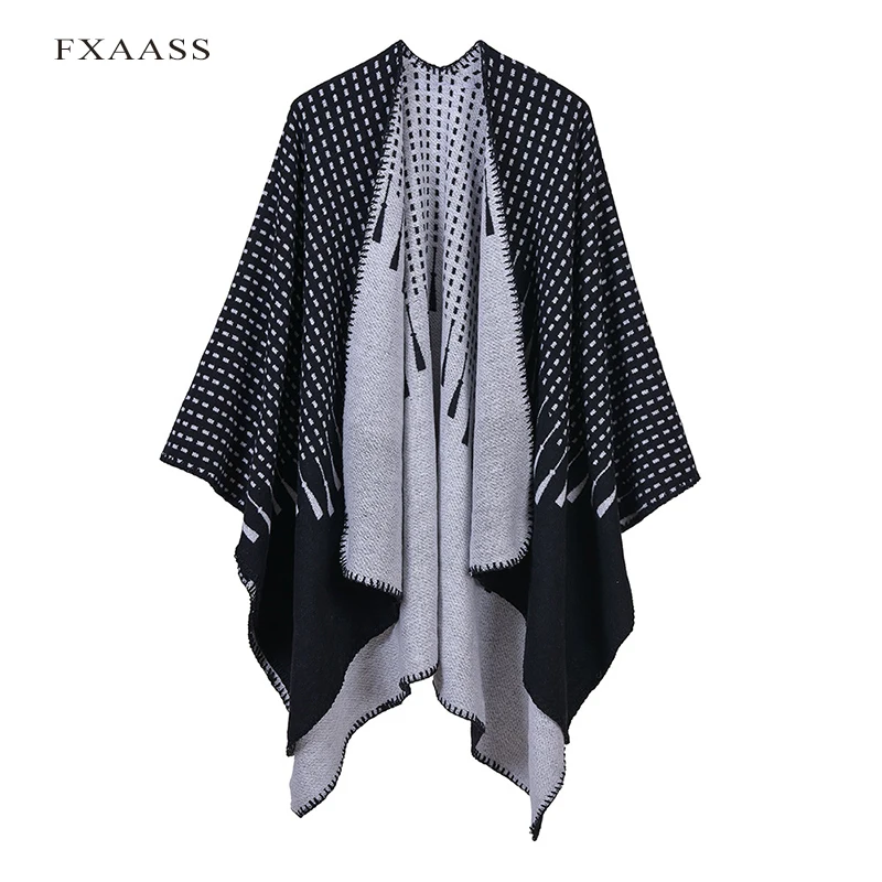 FXAASS новая осенняя/зимняя шаль Модное пончо женский шарф леди кисточкой одеяло кашемировые шарфы теплые пашмины накидка