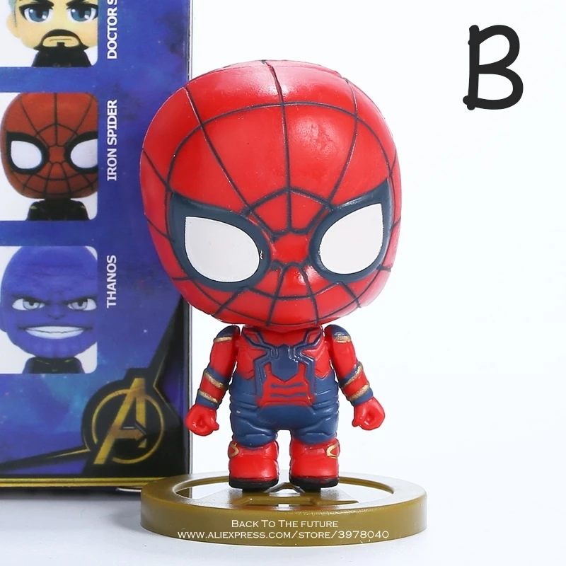 Disney Marvel Мстители Железный человек Халк танос Доктор Стрэндж 6 стиль Q версия фигурка Аниме Коллекция фигурка игрушка модель - Цвет: Spider-Man no box