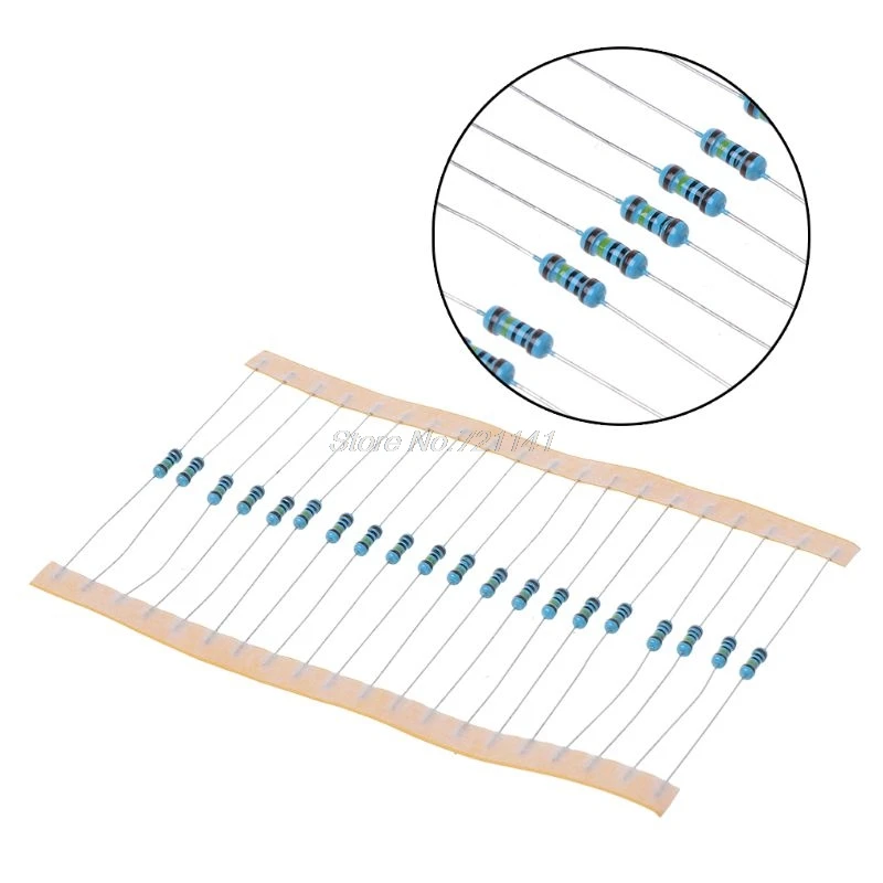 600 шт. 1/4 Вт Сопротивление угольный осажденный резистор 1% металлического пленочного комплект резисторов в ассортименте MAR20