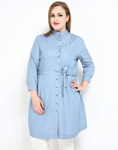 cute ann womens plus size denim shirt dress roll up sleeve blue plus size denim shirt dress