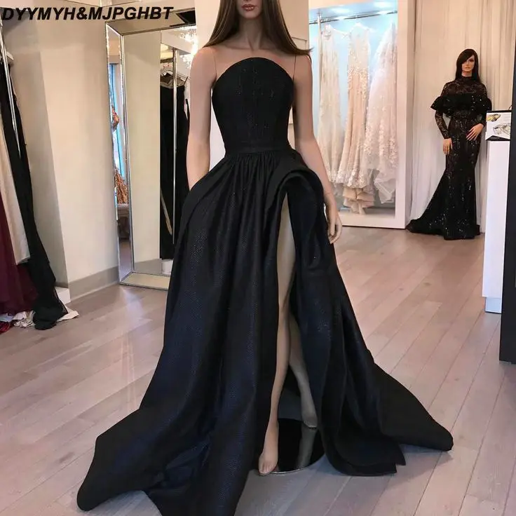 black silk dress with slit