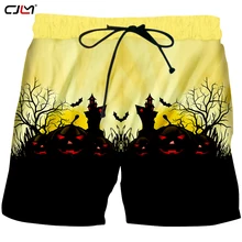 CJLM Хэллоуин Ужасный Красный глаз тыквы мужские шорты с 3D принтом Мужские лучшие продажи интересные шорты