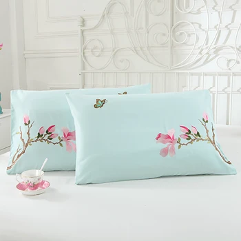 

48cmx74cm 100% Cotton Embroidered Body Pillow Cover, 400 Thread Count, Non-zippered Body Pillowcase, White 2pack /pair