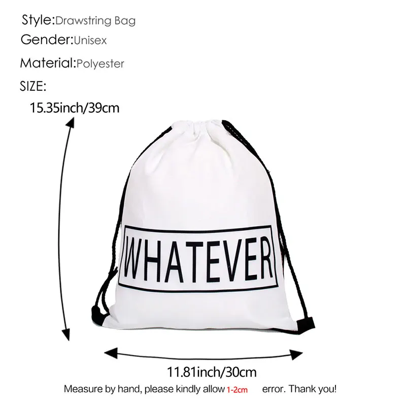 High Quality polyester Drawstring Bag Beach Women Men Travel Storage Package Teenagers Backpack sac femme with printing logo