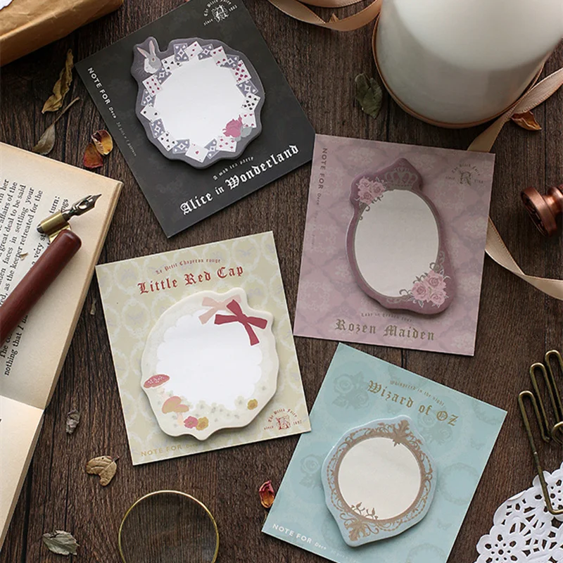 

4pcs Fairy tale sticky note Alice Red cap OZ memo pad Lovely bowtie book marker planner sticker Stationery School supplies A6540