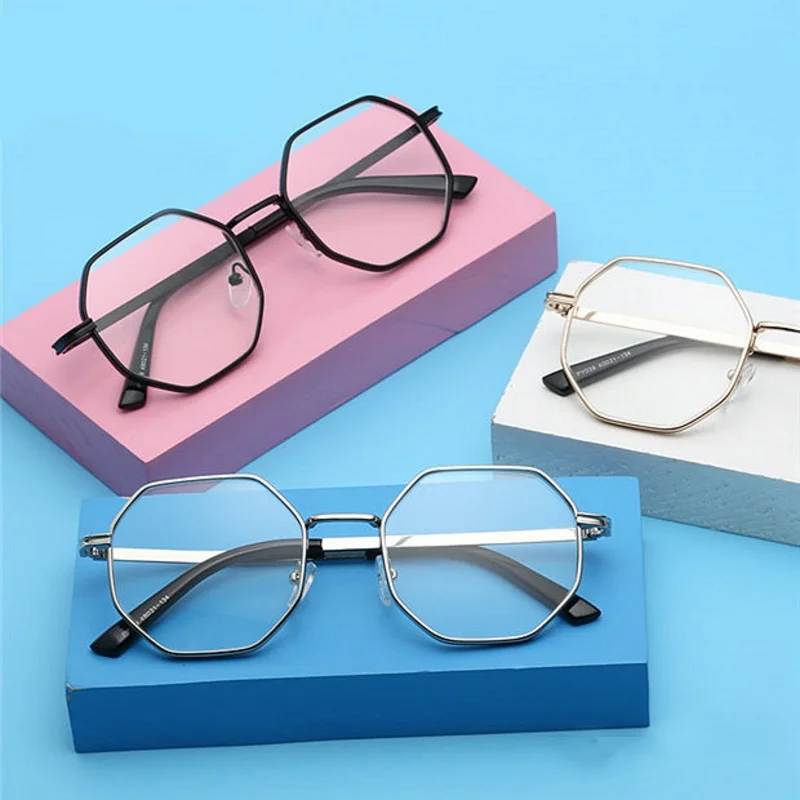 

New Polygon Optical Glasses Frame Woman Men Glasses Retro Myopia Frames Metal Clear lens Black Gold Eyeglasses Oculos De Grau