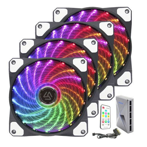 ALSEYE RGB ПК вентилятор 120 мм LED компьютерный корпус вентилятора с RF удаленный ПК охлаждения вентилятора управления скорос - Цвет лезвия: Controller and 4 Fan