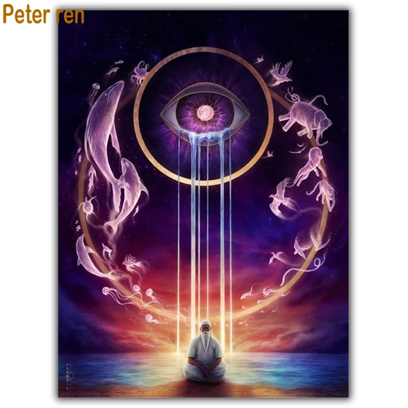 Diamond painting cross stitch Crafts 5d Square\Round diamond embroidery full Mosaic Home Decor Squid jumping dragon gate | Дом и сад