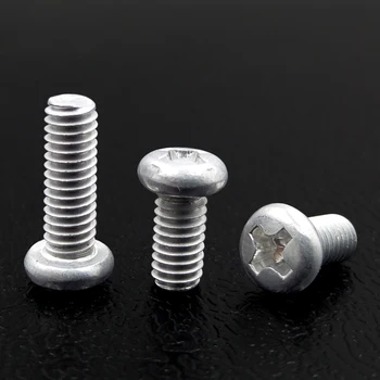 

50Pcs M2 6061 Aluminum Phillips Round Pan Head Screws Cross Screw PM Bolts 4mm-12mm Length High Quality