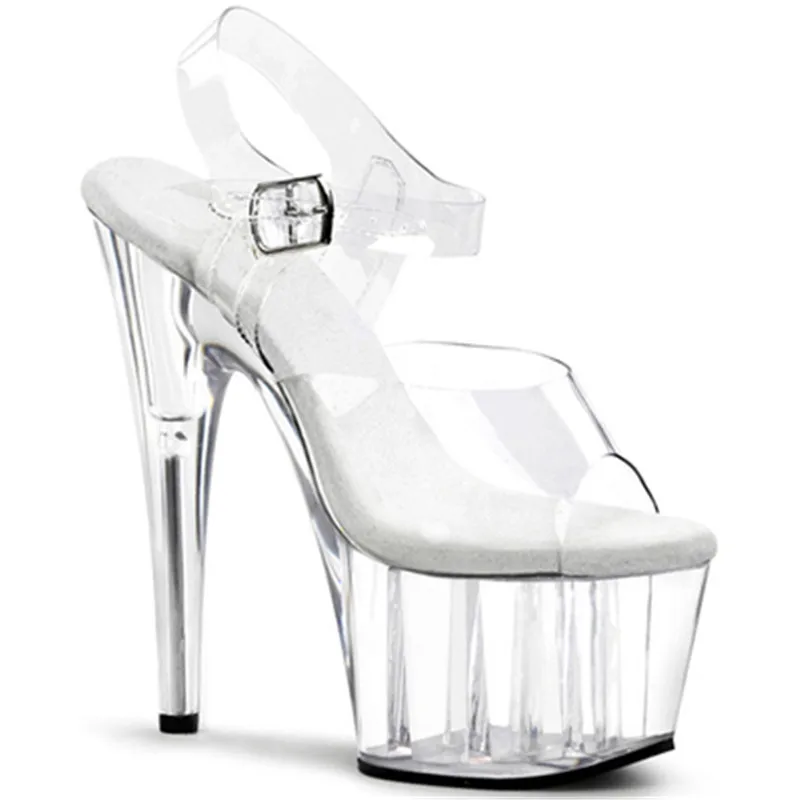 2019 crystal sexy fashion sexy 15cm high heel sandals, transparent high-heel stage show sandals
