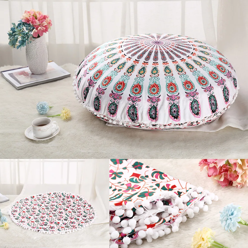 Красочные подушки для пола Мандала Османская круглая богемная Подушка Для Медитации Подушка Pouf50