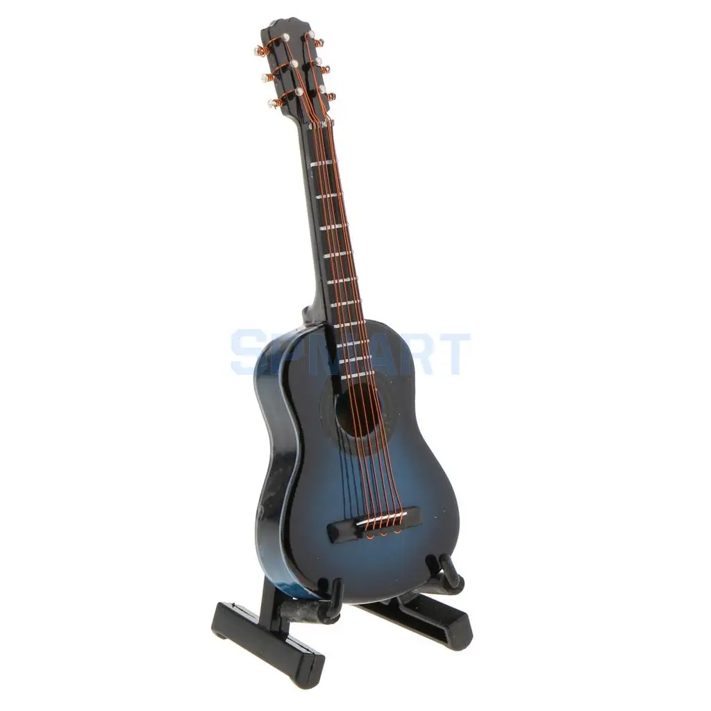 1/12 Scale Dollhouse Miniature Music Instrument Wooden Guitar with Box Music Rooms Decoration Accessories
