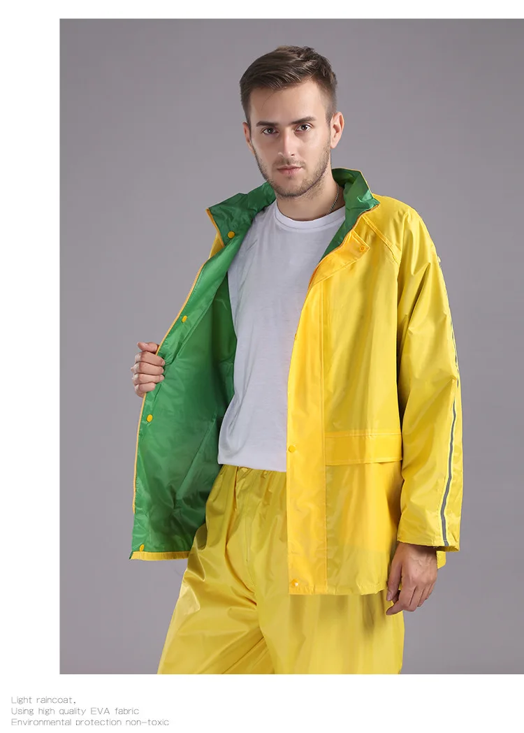 Модная желтая Дождевик куртка мужская для дождя и брюки непромокаемые брюки для мужчин мотоциклетный дождевик брюки дождевик костюм