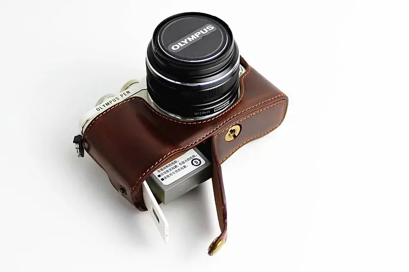 Vintage Leather Bottom Camera Bag Case For Olympus EPL7 E-PL7