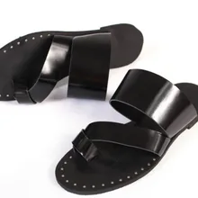 Панк Мужская обувь на плоской подошве Римские Сандалии Летний мужской черный Модные Повседневное сандалии высокое качество человек Sapatos