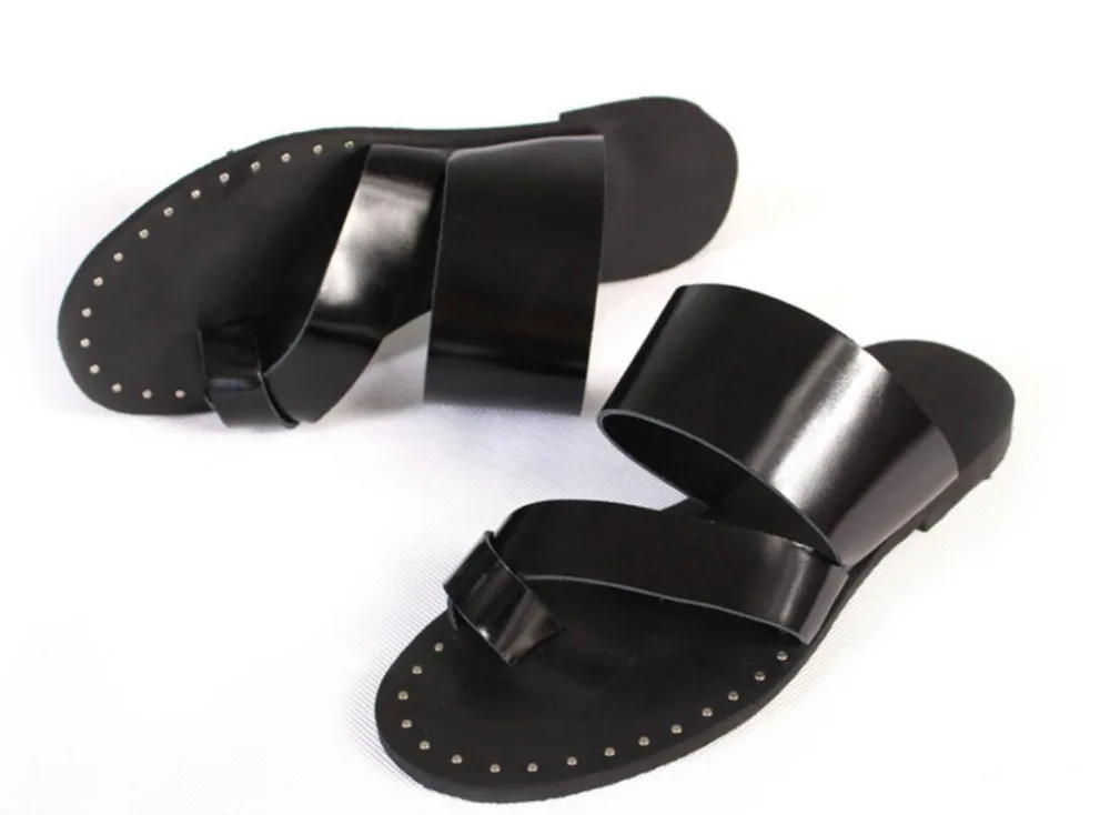 Панк Мужская обувь на плоской подошве Римские Сандалии Летний мужской черный Модные Повседневное сандалии 2018 высокое качество человек Sapatos