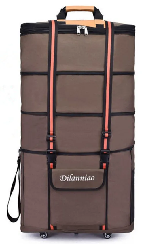 Портативный 36 дюймов Спиннер водонепроницаемый портативный Дорожный чемодан нейлоновая ткань ткани, сумка для переноски воздуха, складные сумки 5 Колесная сумка - Цвет: Коричневый