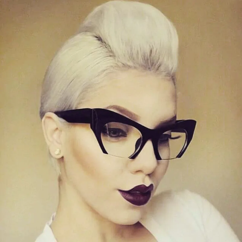 Fashion-Brand-Designer-Cat-Eye-Sunglasses-Women-Half-Rim-Sun-Glasses-Half-Frame-Gradient-Lens-Women