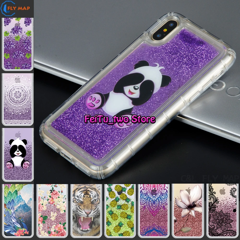 Fitted Quicksand Case for Apple iPhone X A1865 A1901 A1902 TPU+PVC Case for Apple i Phone X Mobile Phone Protector Cover Coque