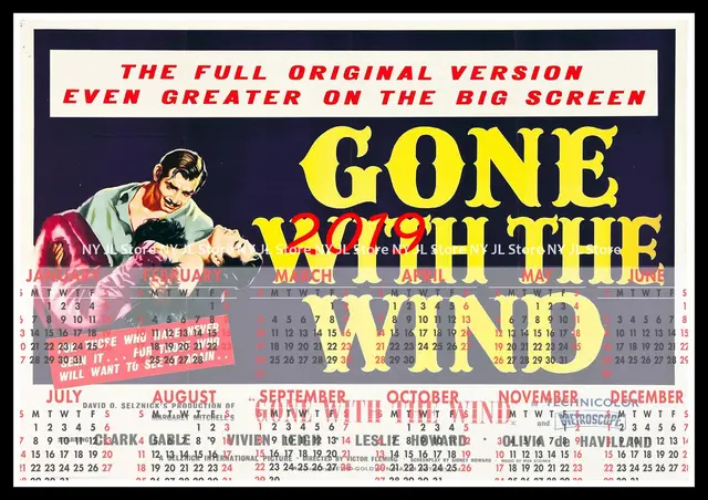 Gone with the Wind 2019 calendar Home Furnishing decorative white Gone with the Wind 2019 calendar Home Furnishing decorative white