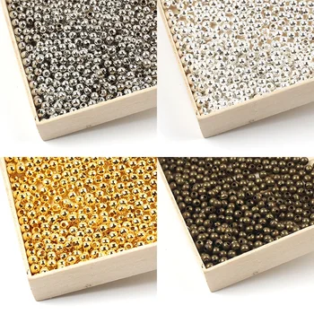 

2/2.4/3/4/5/6/8/10mm Gold/Bronze Loose Metal Beads Smooth Spacer Beads For Jewelry Making Round Ball Jewelry Findings Diy