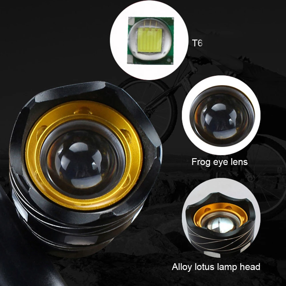 Top Zacro Bike Lamp T6 LED Bicycle Light Bike Front Lamp USB Rechargeable 3 Modes Built-in Battery Outdoor Zoomable Torch Headlight 1