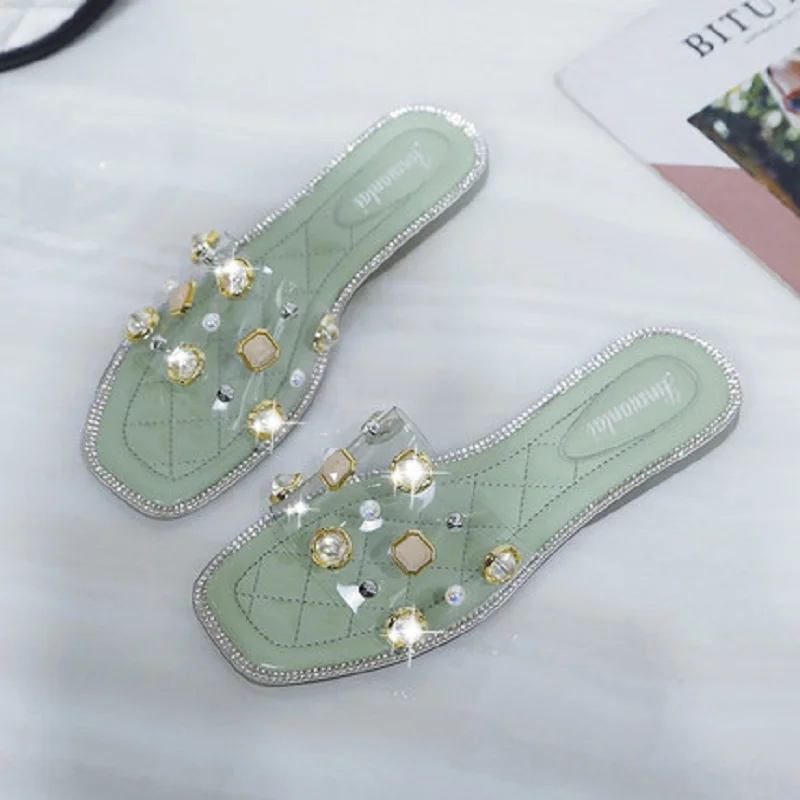 

Crystal Slippers Women's 2019 New Summer Fashion Transparent Flat Sandals