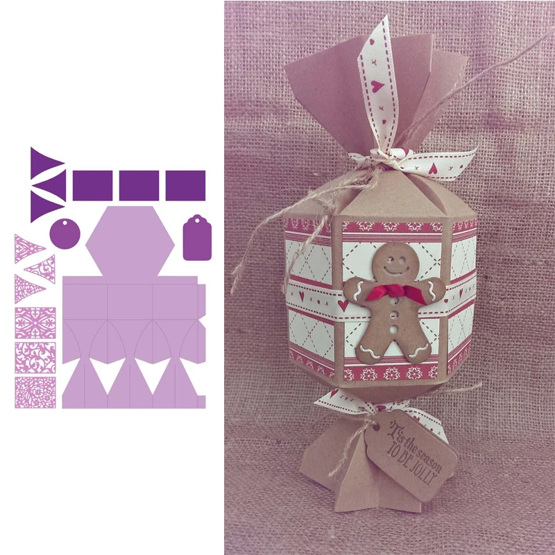 

Hexagon Gift Box Metal Cutting Die Stencil For Diy Scrapbooking Paper Cards Crafts Christams 3D Box Embossing 2019 Dies