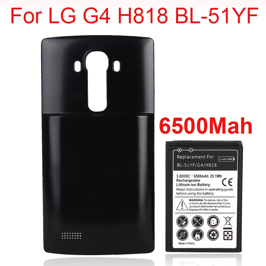 High Capacity 6500mAh Replacement Li-ion Battery With Back case For LG G4 BL-51YF/ H818 H815 H818N Phone battery Bateria