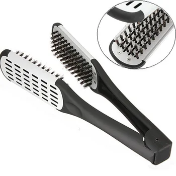

Professional Top Sale Pro Hairdressing Straightener Hair Straightening Double Brush Comb Clamp Tool Hairbrushes