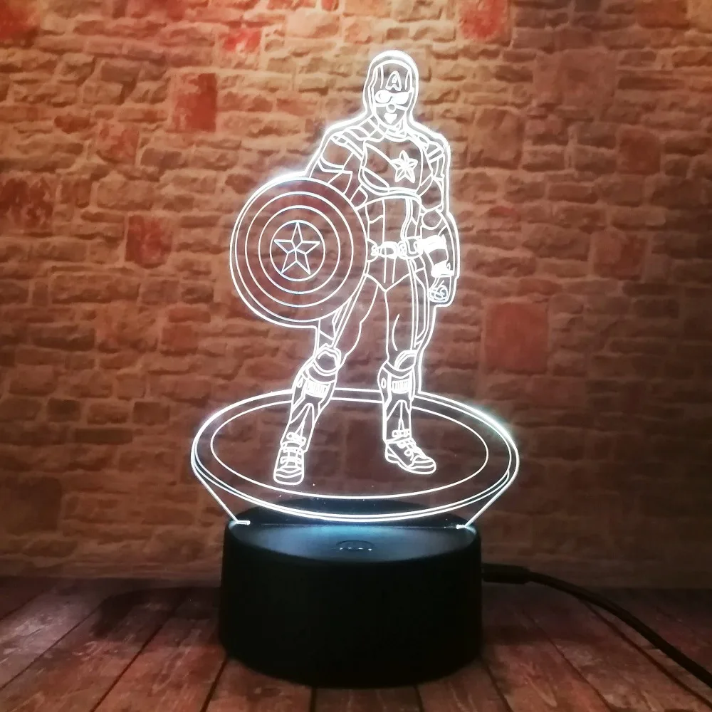 Новые креативные Marvel Мстители для гражданских войн Капитан Америка 3D иллюзия