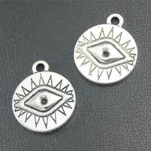 35 шт. Античная серебристого цвета в круглые глаза Подвески DIY Цепочки и ожерелья Браслет Выводы 19x16 мм A1799