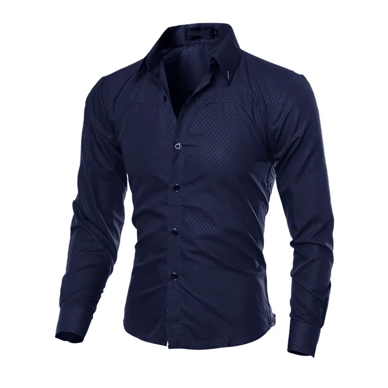 

2019 new Ling plaid Men's shirts Big yards of leisure Long sleeve shirt Lapel cultivate one's morality Long shirts M-5XL