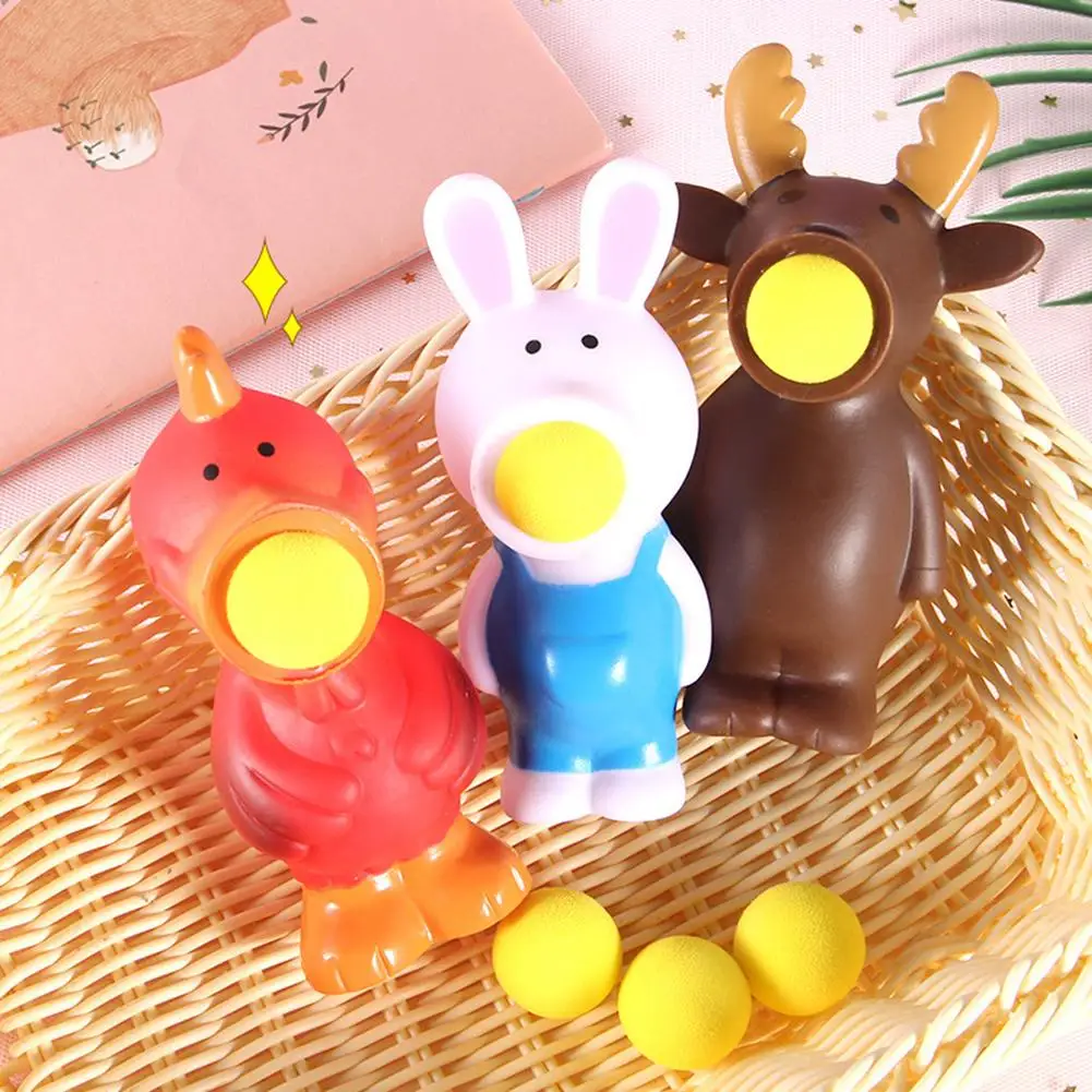 New Creative Soft Rabbit Animal Pop out Shoot Ball Anti-Stress Squeeze Kids Toy Gift Soft Sticky Stress