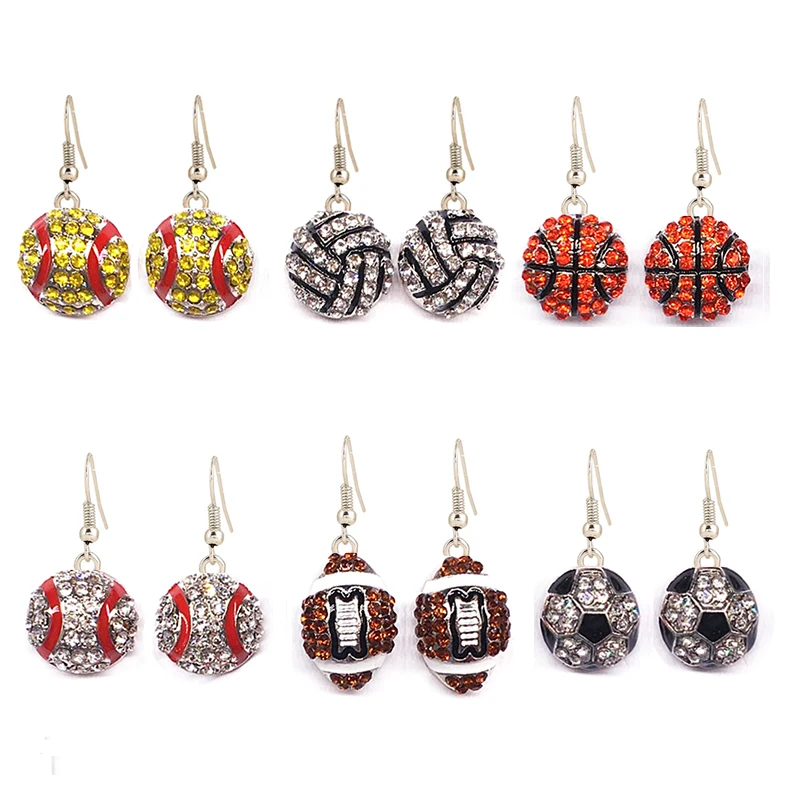 

Dangle Earring Softball Baseball Volleyball Soccer Rhinestone Crystal Bling for Girls Headbands Sports