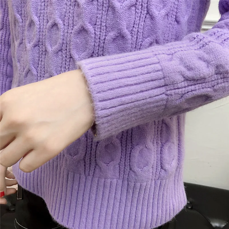 Новая мода 2019 женские осенне-зимние водолазки, свитера, пуловеры Теплые трикотажные свитера пуловеры женские