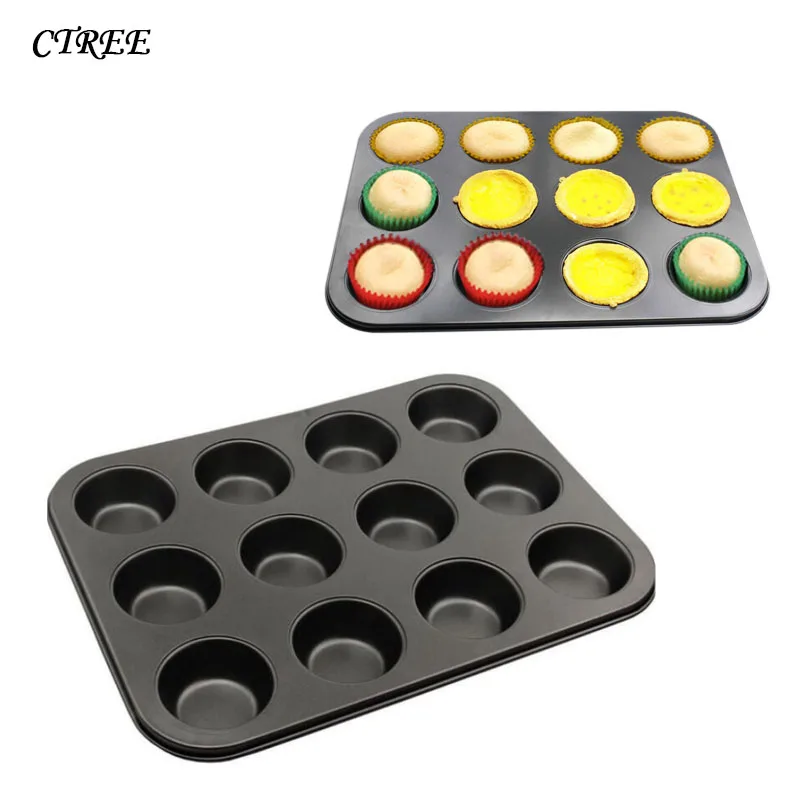 

CTREE 1Pc High Quality 12 Non-stick Cups Cake Mold Metal Carbon Steel Cake Tools Kitchen Bakeware Cupcake Baking Muffin Pan C166